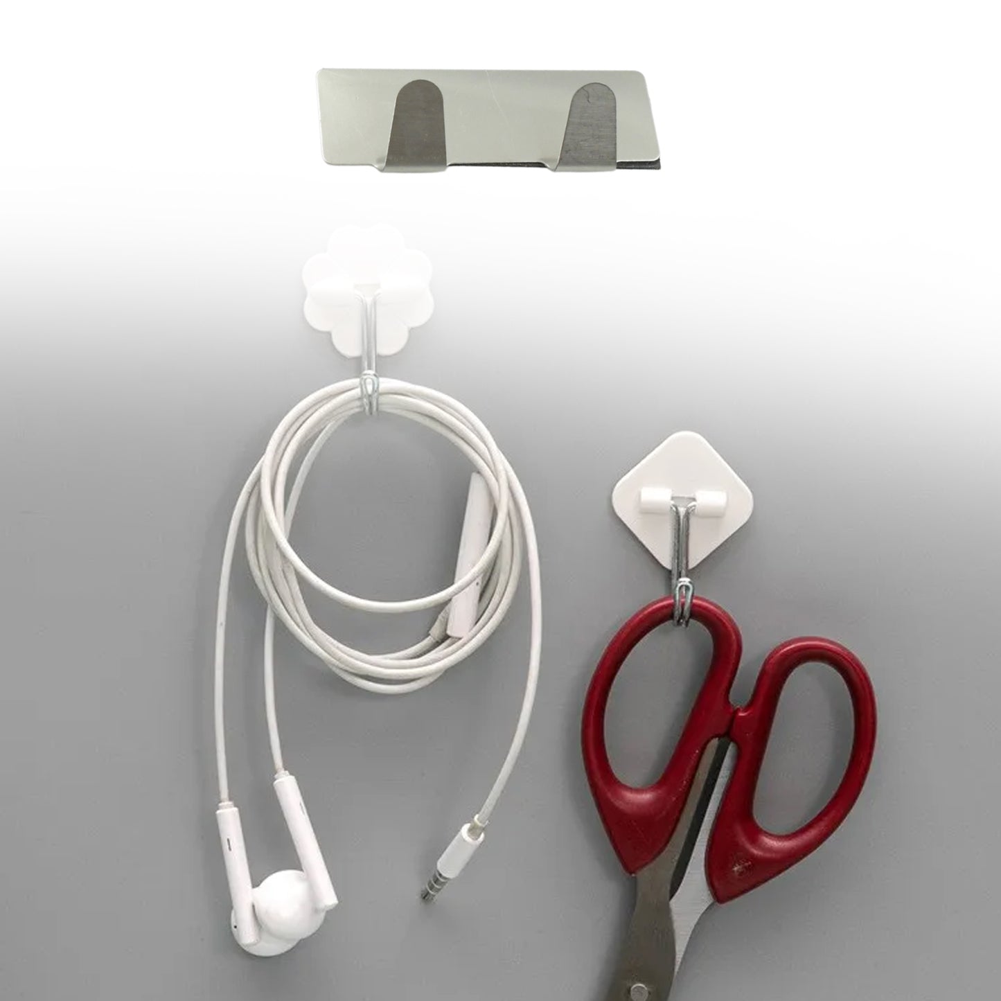 Multipurpose  Stainless Steel Self Adhesive Wall Hanging Hooks Sticker Hooksuitable For Wall Paper Calender Bathroom Tiles Kitchen Key Hange And Etc Double Hook (6 Pc Set)