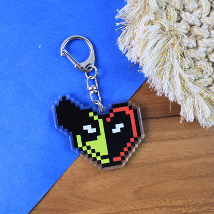 Pixelstyle Acrylic Cartoon Keychain With Funky Design (1 Pc)