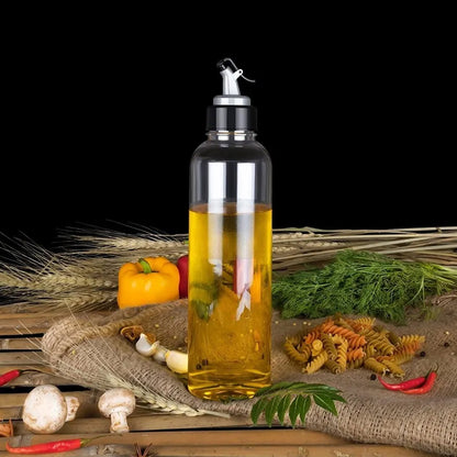 1Ltr Oil Dispenserwith Lid - Clear Drip Free Spout Controlled Use