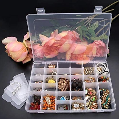 36 Grids Clear Plastic Organizer Jewelry Storage Box With Adjustable Dividers Transparent Organizer Box (1Pc)