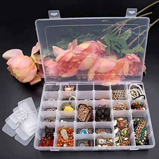 36 Grids Clear Plastic Organizer Jewelry Storage Box With Adjustable Dividers Transparent Organizer Box (1Pc)