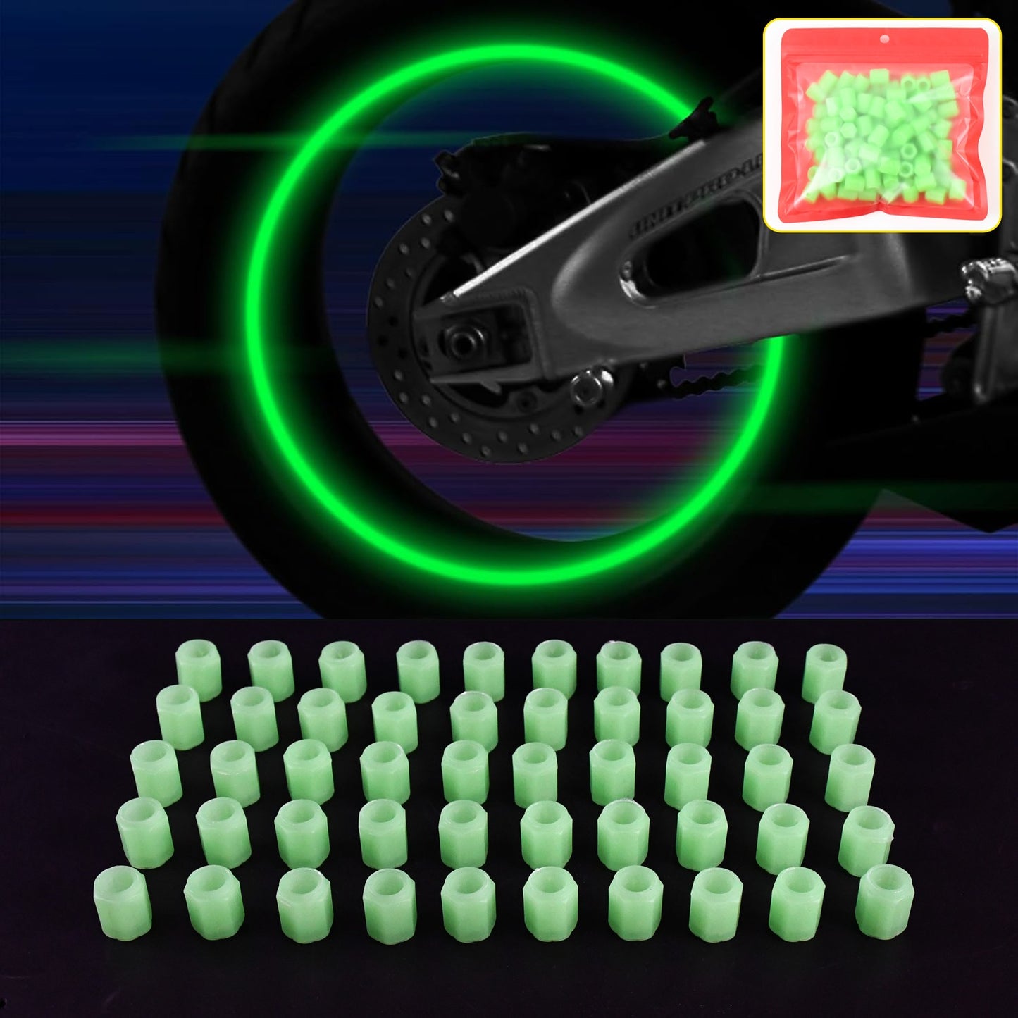 Tyrevalve Caps Luminous Glow Car Tire Valve Cap Covers Vaal Cap (100 Pcs Set)