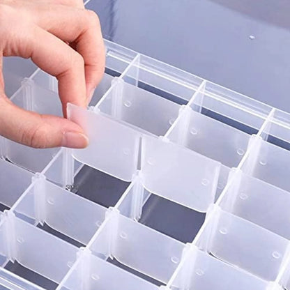 36 Grids Clear Plastic Organizer Jewelry Storage Box With Adjustable Dividers Transparent Organizer Box (1Pc)