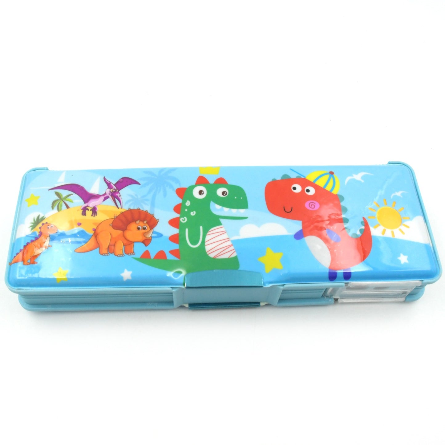 Multipurpose Compass Box Plastic Double Deck Pencil Case With 2 Compartments Supplies Utility Box Storage Organizer Pencil Box For School Cartoon Printed Pencil Case For Kids Birthday Gift For Girls  Boys (1 Pc Mix Design)