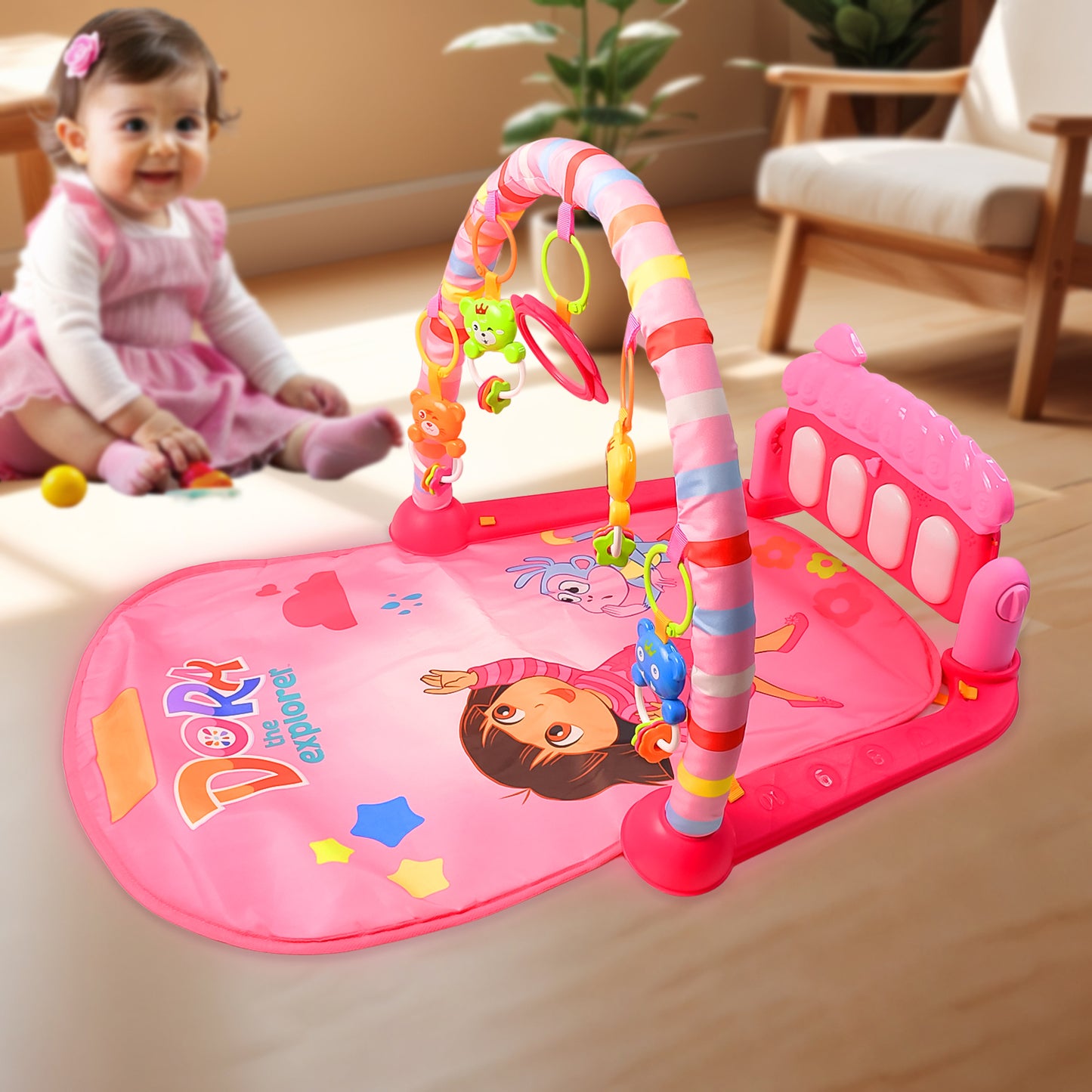 2In1 Baby Kick And Play Piano Gym Mat  Fitness Rack (1 Set)