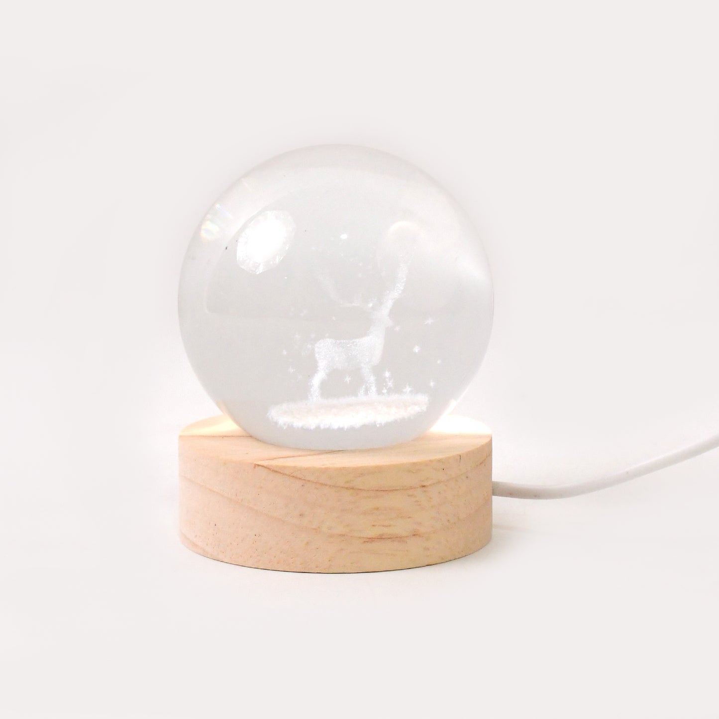 Melacrystal Ball Night Light Glass Ball Night Lamp With Wood Base