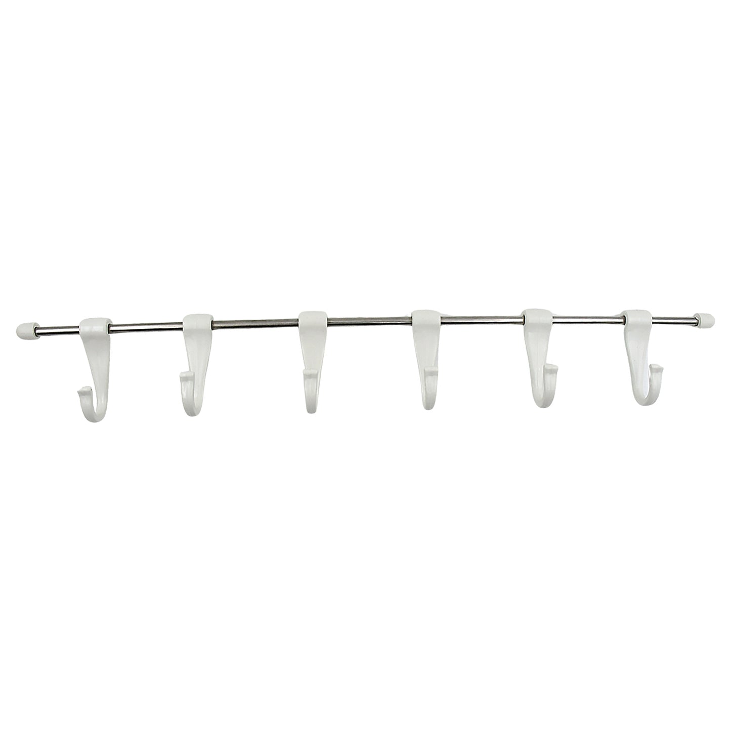 Stainless Steel Utensil Hanger Rail Nail Free Wall Mount With 2 Magic Stickers  6 Plastic Hooks For Kitchen