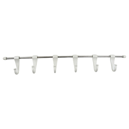 Stainless Steel Utensil Hanger Rail Nail Free Wall Mount With 2 Magic Stickers  6 Plastic Hooks For Kitchen