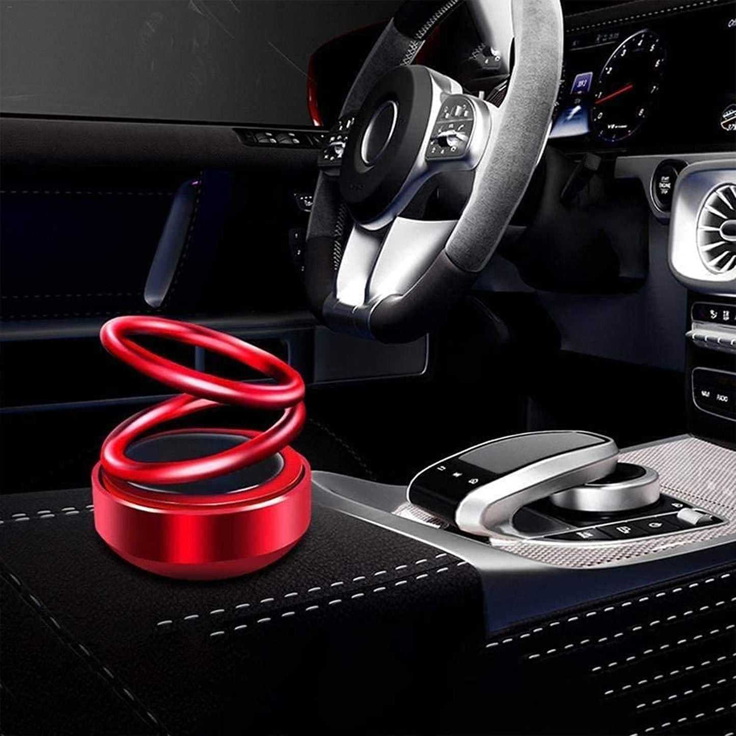 Solar Power Car Aroma Diffuser 360Double Ring Rotating Design Car Fragrance Diffuser Car Perfume Air Freshener For Dashboard Home Office