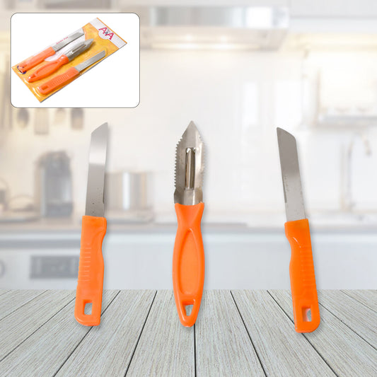 3In1 Multipurpose Stainless Steel Classic Kitchen Knife Set Of 3 For Fruits And Vegetable Chopping  Cutting  Peeling Kitchen Knife  Vegetable Peeler  Plain Knife
