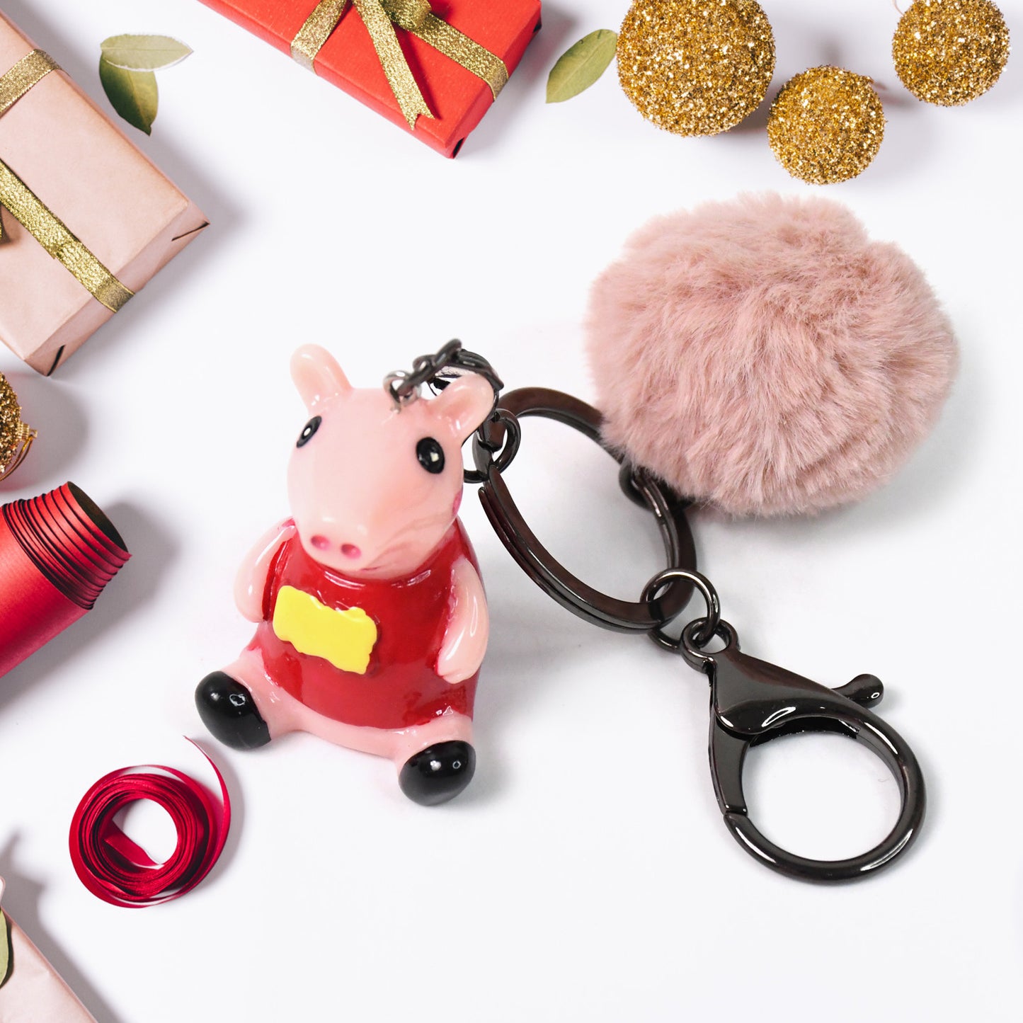Cutecartoon Keychain With Fluffy Pom (1 Pc  Mix Design)