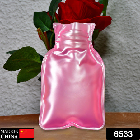 Simple Pink Small Hot Water Bag With Cover For Pain Relief Neck Shoulder Pain And Hand Feet Warmer Menstrual Cramps.