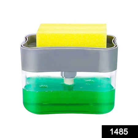 Liquid Soap Dispenser On Countertop With Sponge Holder For Pet