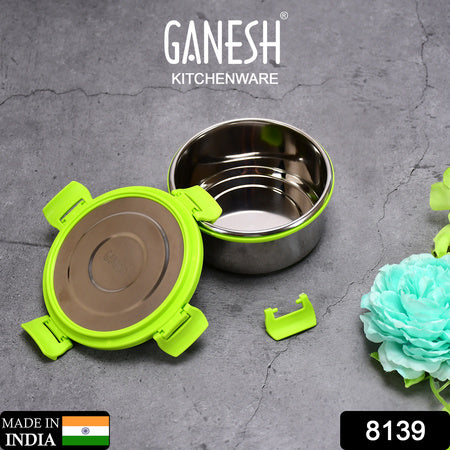 Ganesh Solo Round 400 Stainless Steel Leak Proof Airtight Lunch Pack For Office  School Use