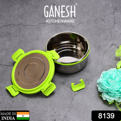 Ganesh Solo Round 400 Stainless Steel Leak Proof Airtight Lunch Pack For Office  School Use