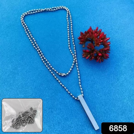 Plainstick Shape Locket With Chain Stainless Steel Necklace (1 Pc)