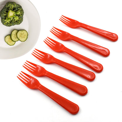 Plastic Fork Spoon Fork Spoon Set Fruit Fork Spoon Set  Baby Fork Spoonvegetable Fork Spoon Plastic Salad Spoon Dessert Spoon (6Pc Set)