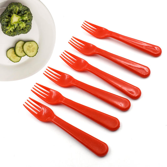 Plastic Fork Spoon Fork Spoon Set Fruit Fork Spoon Set  Baby Fork Spoonvegetable Fork Spoon Plastic Salad Spoon Dessert Spoon (6Pc Set)