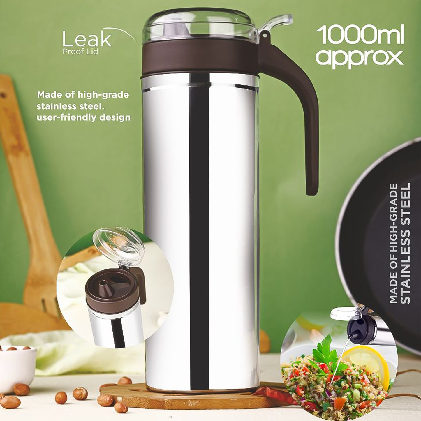 Apex1000Ml Approx. Stainless Steel Oil Pourer (1 Pc)