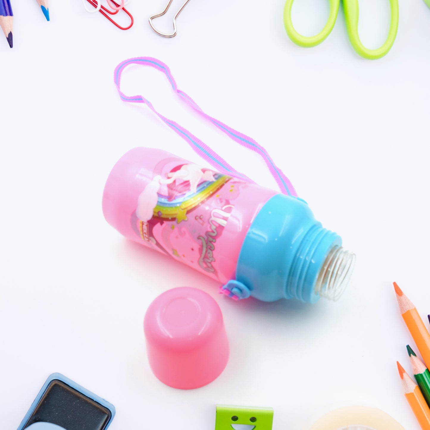 Plastic Sports Insulated Water Bottle With Dori  Straw Easy To Carry High Quality Water Bottle Bpa-Free  Leak-Proof For Kids School For Fridge Office Sports School Gym Yoga (1 Pc 500Ml)