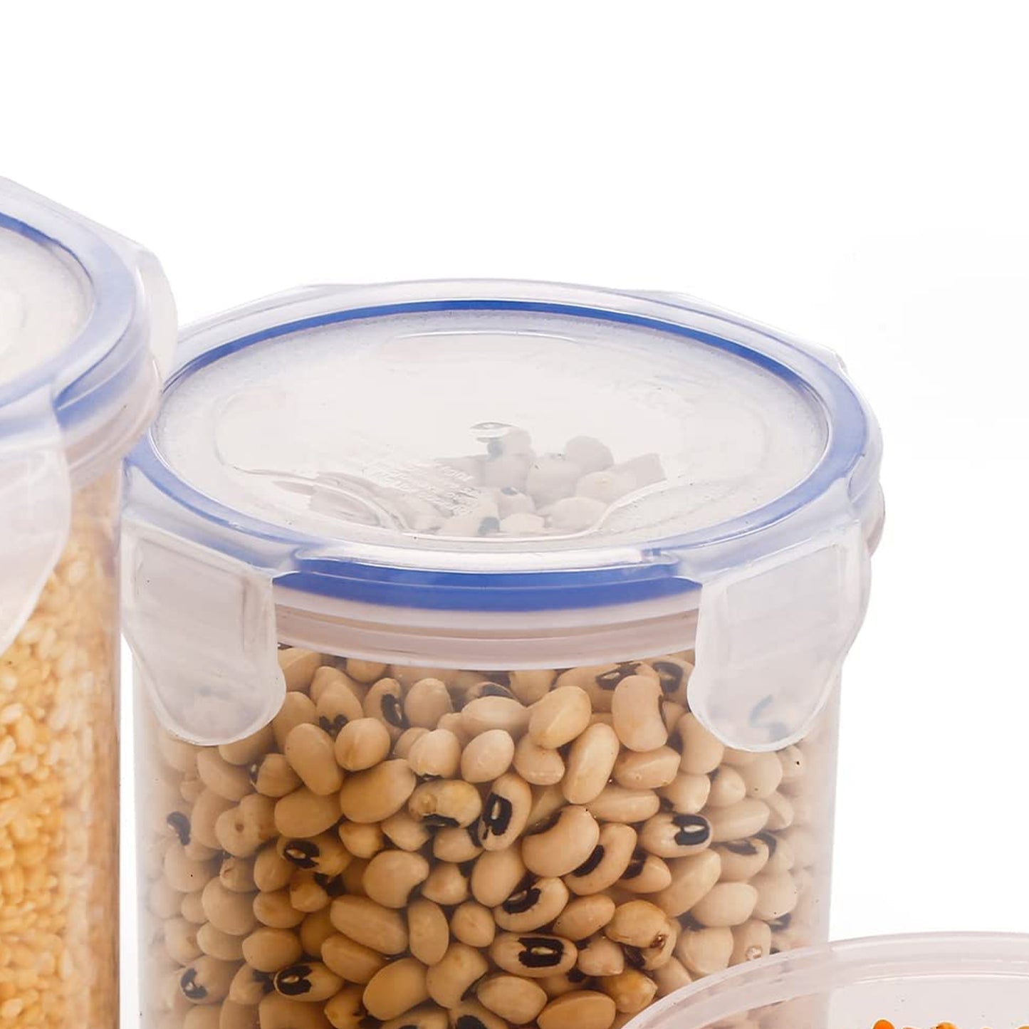 Round Plastic Airtight Food Storage Containers With Leak Proof Locking Lid Storage Container Set Of 3( Approx Capacity 500Ml1000Ml1500Ml Transparent) - 3 Pc Set