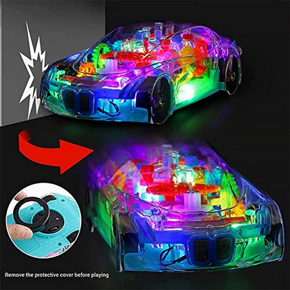 Automatic 360 Degree Rotating Transparent Gear Concept Car With Musical And 3D Flashing Lights Toy For Kids Boys  Girls (Multicolor  Battery Not Included)