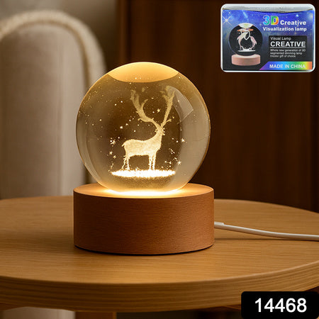 Melacrystal Ball Night Light Glass Ball Night Lamp With Wood Base