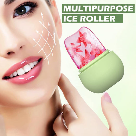 Ice Roller For Face Massage  Eye Anti-Leak Silicone Ice Face Roller Ice Mould With Cleansing Brush Ice Facial Roller For Eliminate Edema  Calm Skin Shrink Pore Women Skin Care