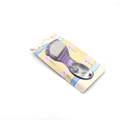 4 In 1 Pedicure Tool For Rough  Dry Feet Dual-Sided With Pumice Stone Soft Brush Steel Scrubber  Emery File Softens Hard Foot Corns  Calluses Cleanses  Smoothens Dull Feet