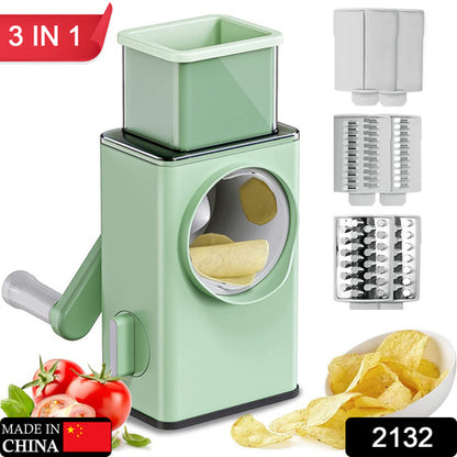 Vegetable Shredder Round Mandolin Slicer Grater Shredder Salad Maker - Large Feed Port - Suction Base - Cutter For Vegetable Fruit Cookie.