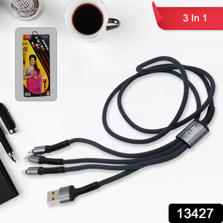 3 In1 Multi Super Fast Charging Cable (1 Pc  1200 Mm)