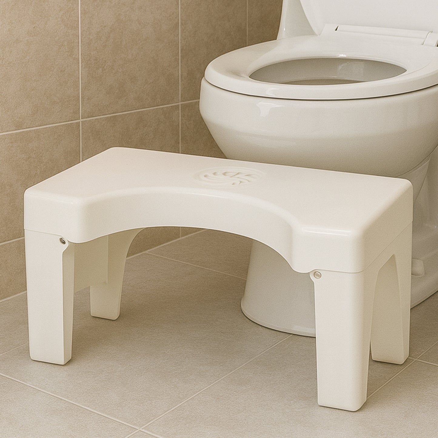 Plastic Non-Slip Folding Toilet Squat Stool - White Color