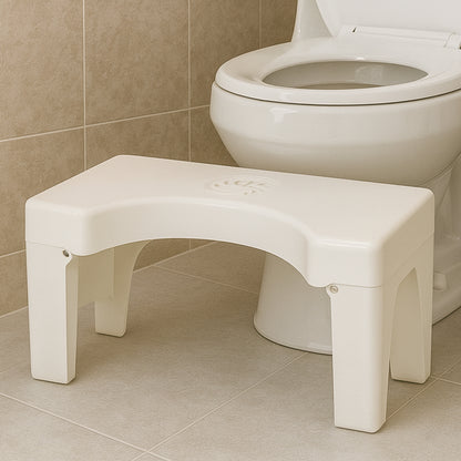 Plastic Non-Slip Folding Toilet Squat Stool - White Color