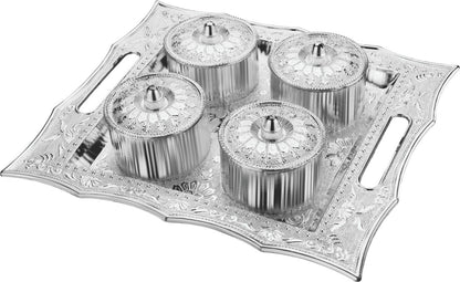 Dry Fruit Air Tight Bowls Tray With Lids 4 Section Snacks Mukhvas Dani