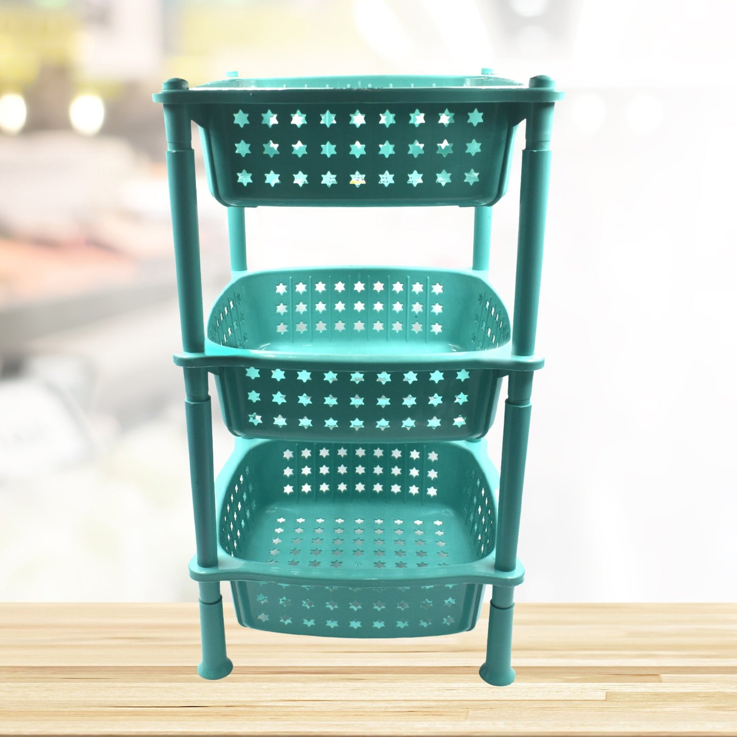 3 Layer Squre Kitchen Trolley Basket