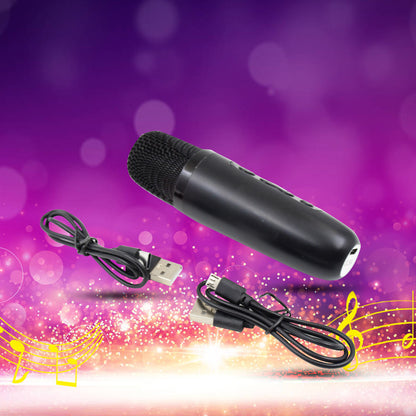 Wireless Bluetooth Speaker 5W High Bass With Wireless Mic  Microphone Led Torch Solar Charging Support Usb  Adjustable Strap (1 Set)