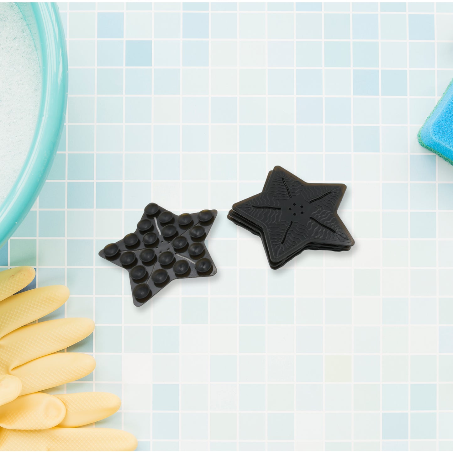 Mini  Pvc Anti-Slip Bat Mat Non Slip Baby Bath Mats Mini Child Safety Anti Slip Shower Mats Star Leaf Shaped For Kids (4 Pc Set)