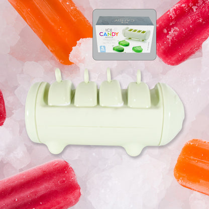 Cartoon Shape Mold Ice Candy Popsicle Mold Ice Plastic Ice Candy Maker Kulfi Maker Molds Set With 4 Cups (1 Pc  Multicolor)