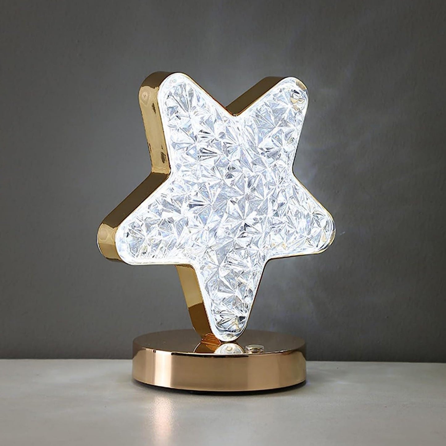 Star Shape Crystal Diamond Lamp Cordless Luxury Lamp With Usb Rechargeable 3-Way Dimmable  Touch Control Decorative Nightstand Lamp For Bedroom Living Room Party Restaurant Decor (1 Pc )