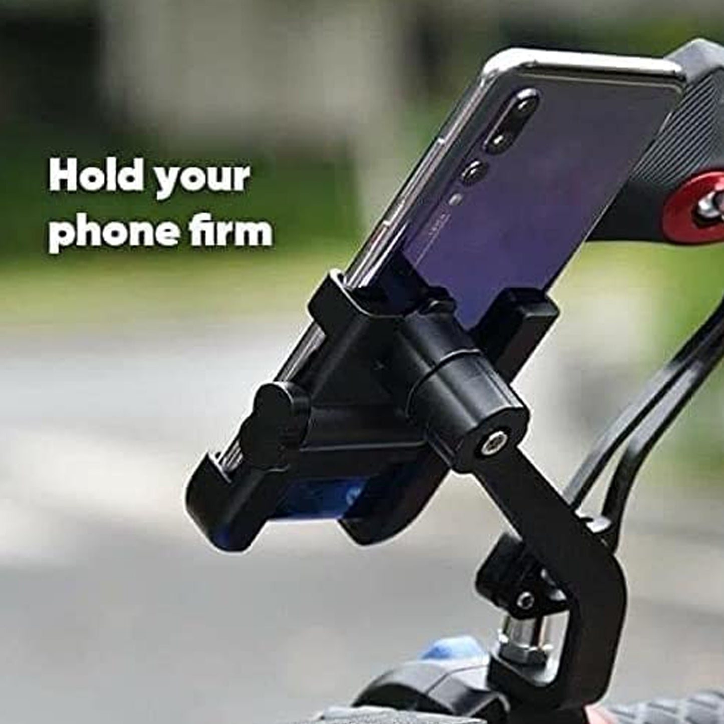 Mobile Phone Holder With Easy Adjustable Rear View Mirror Mount Solid Metal Cradle Stand Suitable For Bike  Mobile Phones