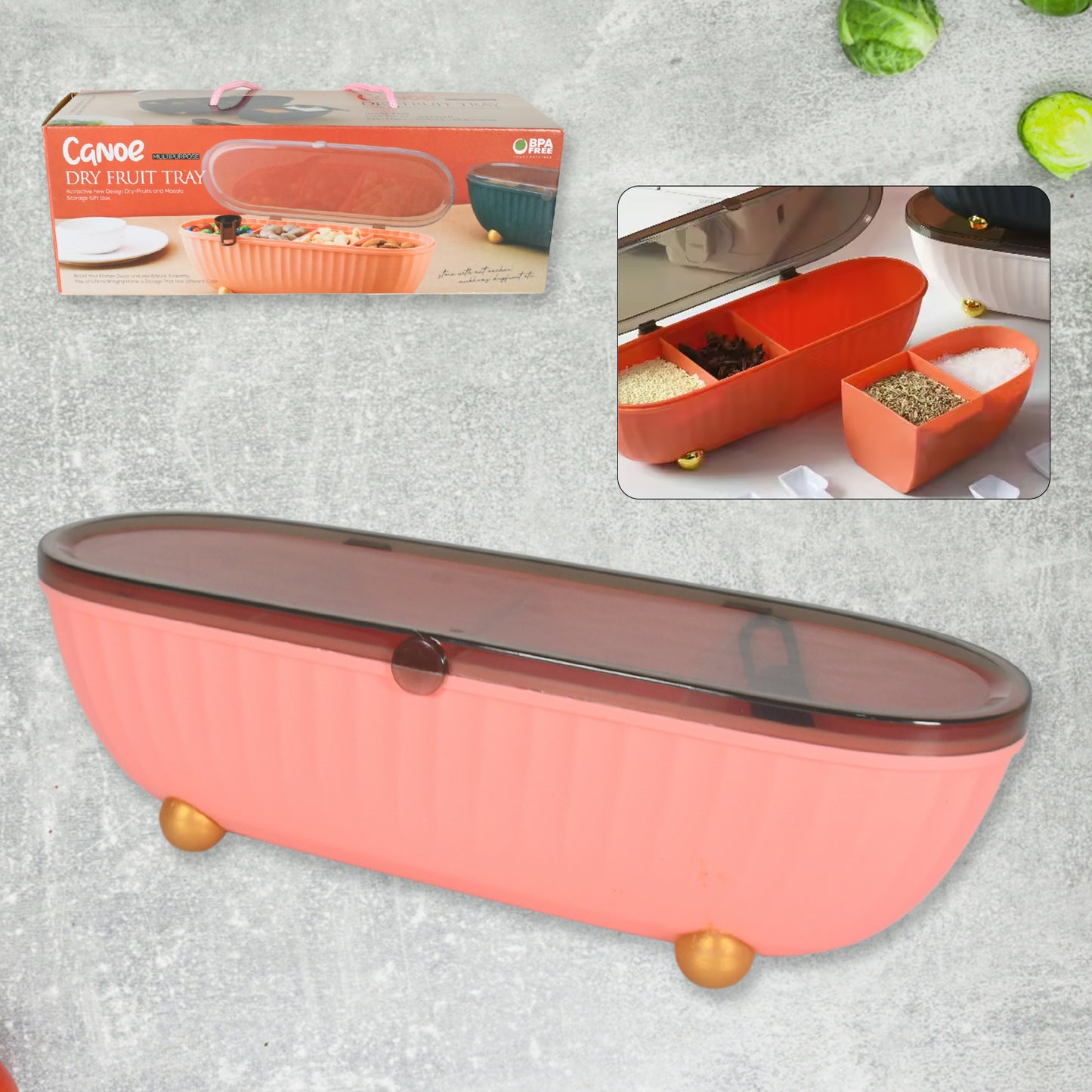 Spice Bottle Spice Jar Durable Spice Seasoning Box Jar Food Grade Spoon Seasoning Case For Kitchen  Dry Fruit Tray (1 Pc)