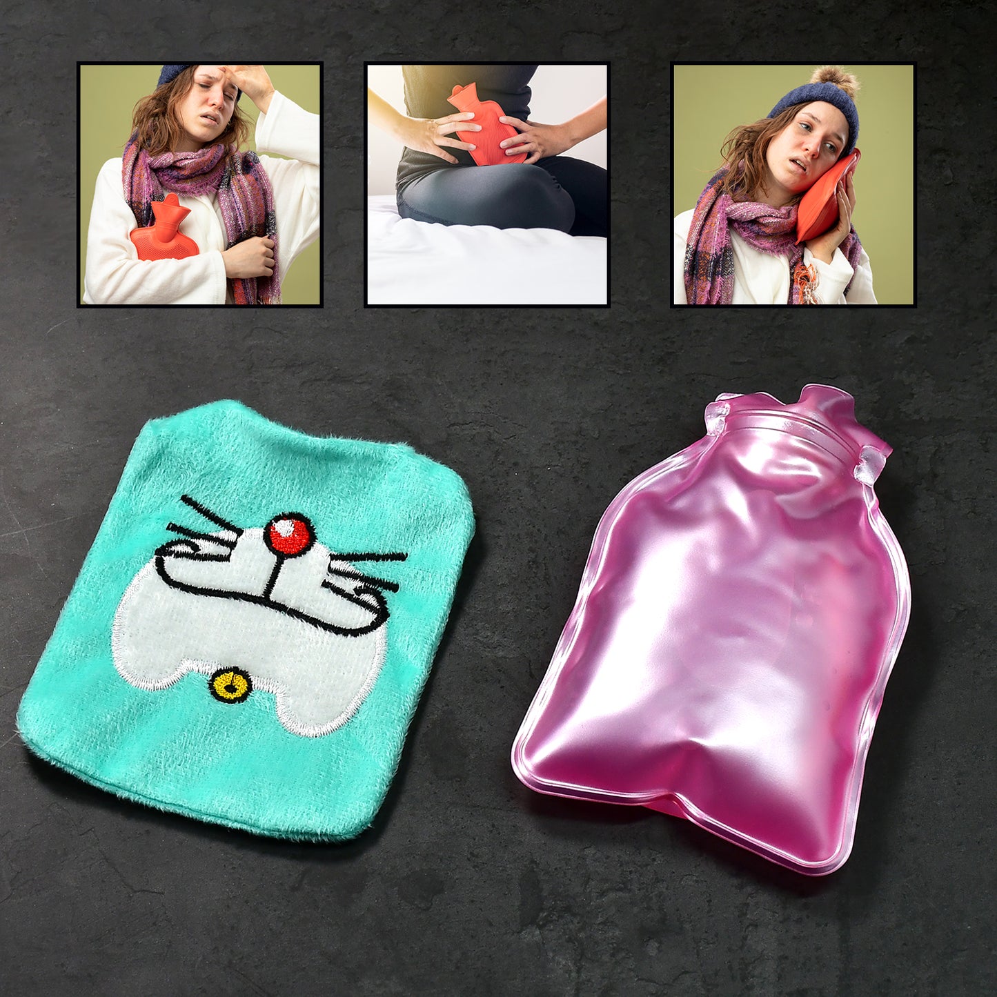 Doremon Cartoon Small Hot Water Bag With Cover For Pain Relief Neck Shoulder Pain And Hand Feet Warmer Menstrual Cramps.