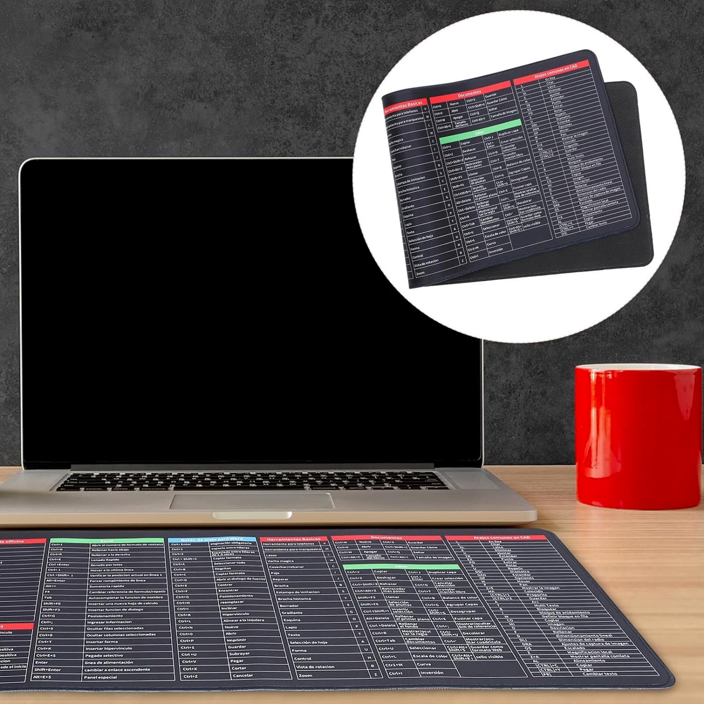 Shortcut Keyboard Mat Mouse Pad Mat Mouse Pads For Desk Quick Key Super Large Anti-Slip Keyboard Pad Desk Accessories Desktop Mouse Pad Office Oversized Big Mouse Pad Rubber (8030 Cm)