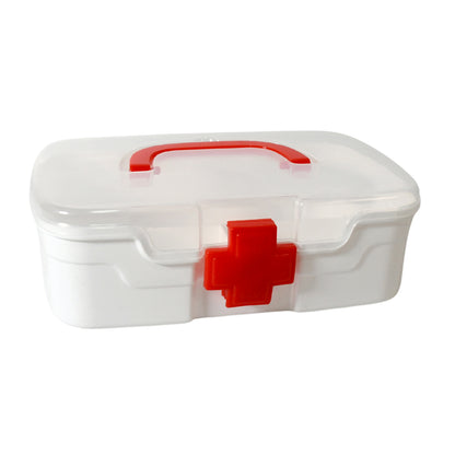 Medical Box 1 Piece Indoor Outdoor Medical Utility Medicine Storage Box Detachable Tray Medical Box Multi Purpose Regular Medicine First Aid Box With Handle  Transparent Lid