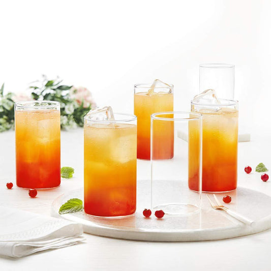 Heavy Unbreakable Stylish Plastic Clear Look Fully Transparent Glasses Set 330Ml (6Pcs)