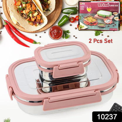 Premium Stainless Steel Leak Proof Air Tight Lunch Boxes (900Ml+200Ml Approx  2 Pc Set)