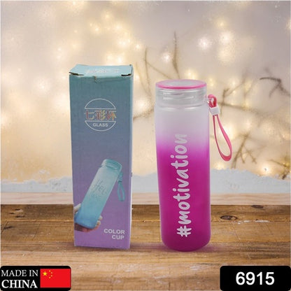 Motivational Glass Bottle Colorful Portable Water Glass Bottle With Rubber Banddaily Intake Hourly Water Bottle To Ensure You Drink Enough Water Throughout The Dayreusable Cycling Gym Workout Fitnessbottle(Approx 350 Ml)