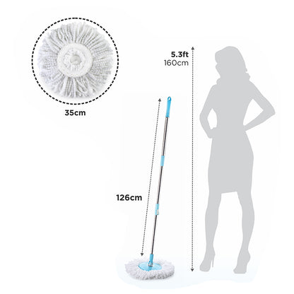Spin Mop With Bigger Wheels And Plastic Auto Fold Handle For 360 Degree Cleaning