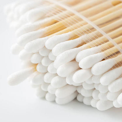 Cotton Swabs Bamboo With Wooden Handles For Makeup Clean Care Ear Cleaning Wound Care Cosmetic Tool Double Head Biodegradable Eco Friendly (Pack Of 20)