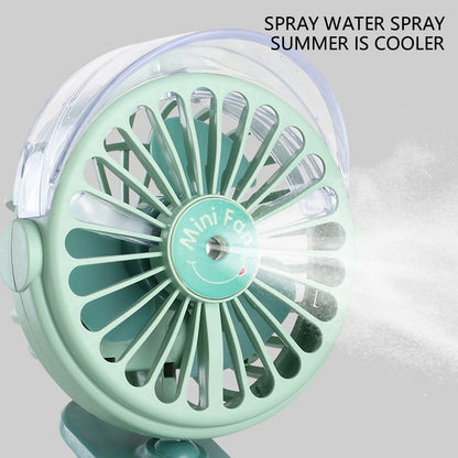Portable Clip-On Fan Battery Operated With Light  Spray Small Yet Powerful Usb Table Fan 3-Speed Quiet Rechargeable Mini Desk Fan 360 Rotation Personal Cooling Fan For Home Office Camping